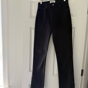 Reformation NEVER WORN black straight jean with slit detail on ankle